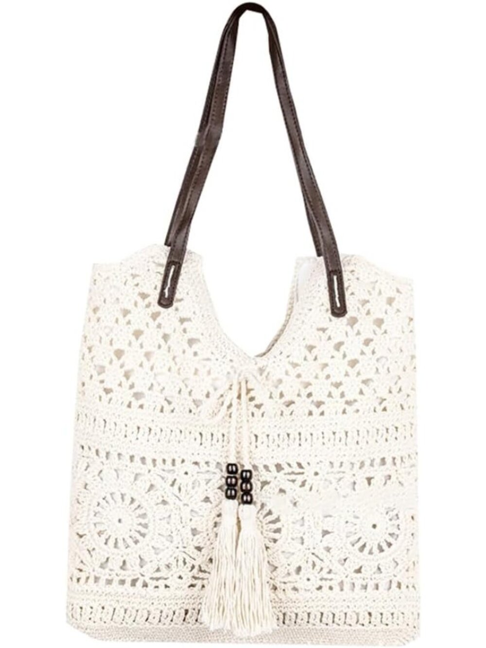Boho Crochet Summer Handbag Handmade Cotton Rope Knit Shoulder Bags for Women Bo